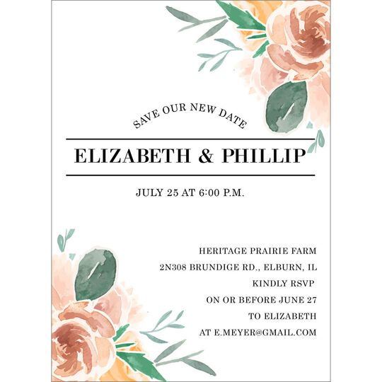 Watercolor Floral Postponement Cards